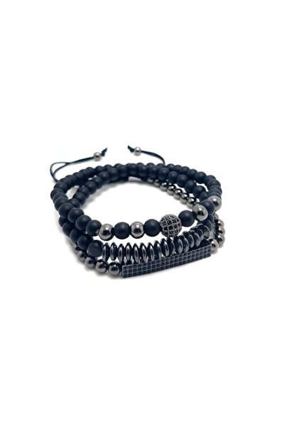 General Store Set 3 bracelets for men SA&SO with zirconia accessories, metallic beads, and stones