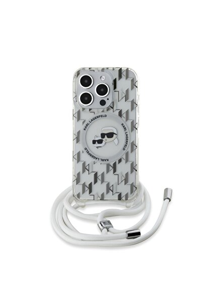 Karl Lagerfeld Case for IPhone 15 Pro Max, Karl Lagerfeld, IML Crossbody MagSafe, White