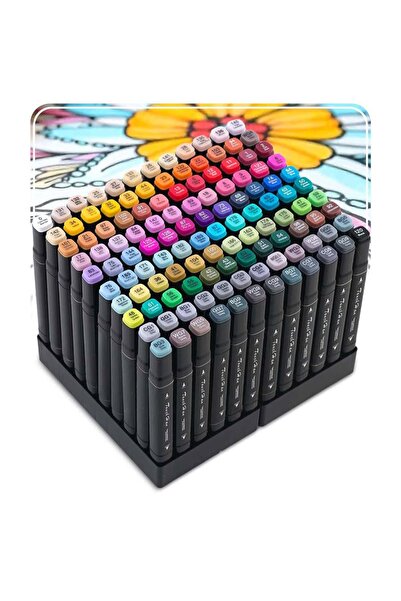 DacEnergy Set of 120 double markers, alcohol ink, with 2 mm and 7 mm tips, intense shades