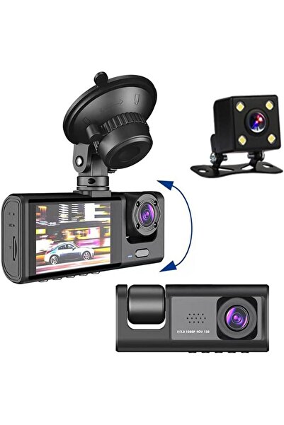 KIALLOY 3-Channel Dash Cam 1080P – Front, Inside & Rear Cameras, Night Vision, Loop & Parking Mode