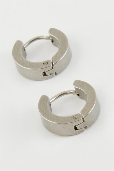 ZERO LAND Hn-Shop Men's Steel Earring with Needle-Silver Color