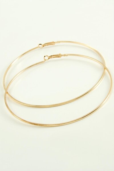 Marsilyan Crushed Striped Metal Hoop Earrings 8-9-10 cm