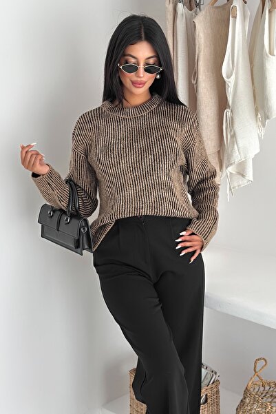 FEMELLE Women's Brown Standard Size Knitwear Sweater