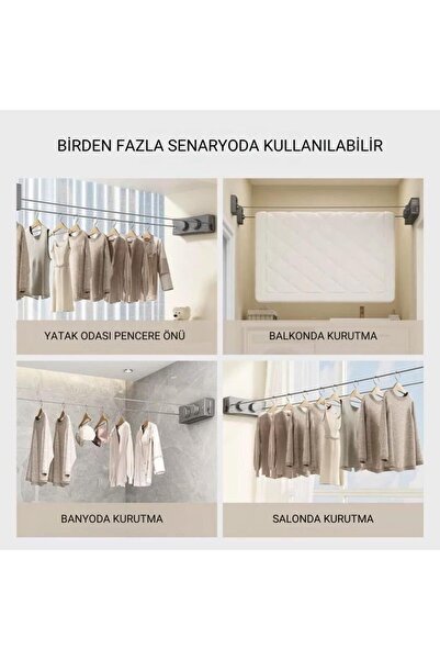 coofbe 40Kg Taşıma Kapasiteli Çelik Çamaşır Asma İpi Makinası Çamaşır Kurutma İpi Çamaşır Askılığı