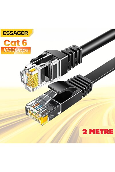 essager كابل إيثرنت فائق السرعة بدون تأخير بطول 2 متر CAT6 بسرعة 1000 ميجابت ...