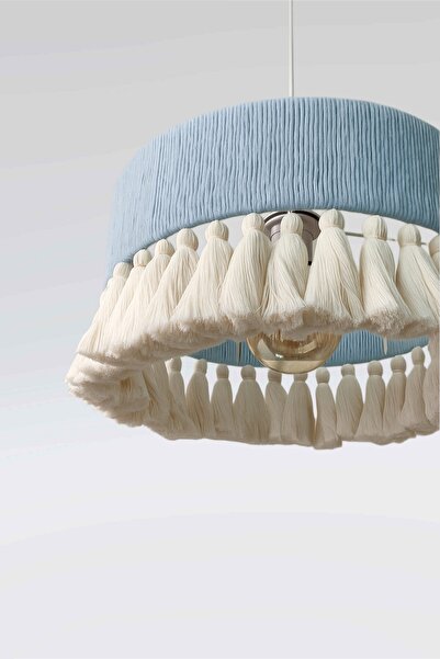 YUTEDEKOR Lagertha Bebek Mavi Avize, Çocuk odası avize, Bebek odası avize, Yatak Odası avize, Püsküllü avize,