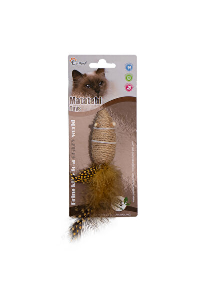 Eastland لعبة القطة ذات الخيط والريش الخشخشة