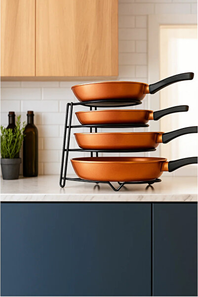 Wirewel Raft organizator pentru dulap |   Suport pentru tigăi negru, organizator metalic pentru ustensile de bucătărie