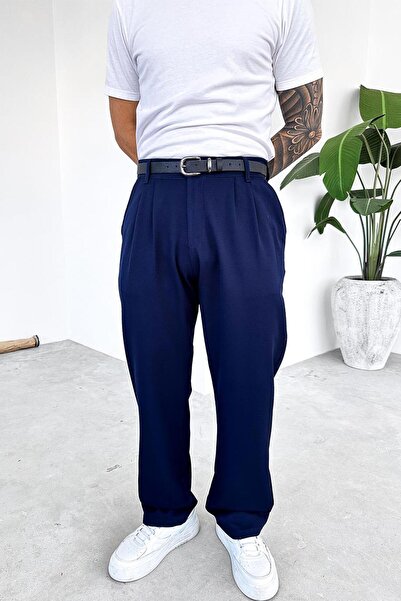 HAFKAGİYİM Темно-сині базові преміум-штани з тканини