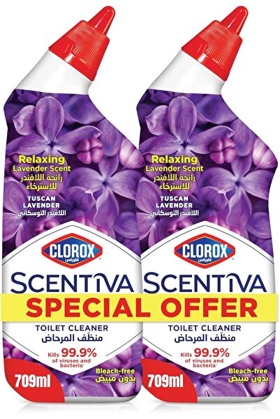 Clorox منظف ​​المرحاض سينتيفا عبوة مزدوجة 709 مل، برائحة اللافندر التوسكاني، خالي من المبيضات، يقتل 99.9% من الفيروسات