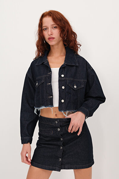 Addax Jachetă crop din denim cu ciucuri C5017-L6