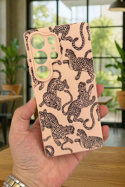 Vip Case Samsung Galaxy S25 Ultra Uyumlu Leopar Desenli Silikon Darbe Emici K...