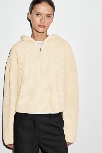 Massimo Dutti Kapüşonlu yün karışımlı kazak