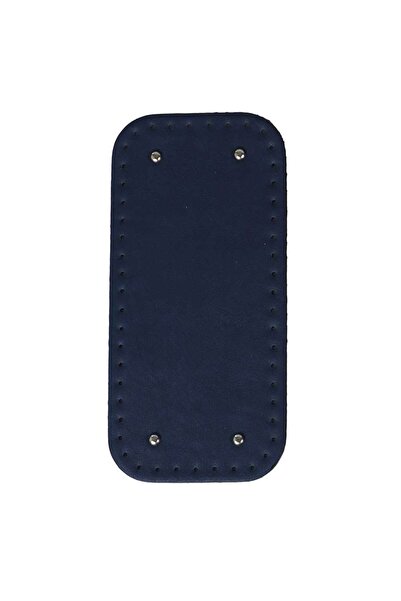 Ritzz قاعدة حقيبة مستطيلة بيضاوية من الجلد الصناعي الفاخر مقاس 25x12 سم - أزرق داكن