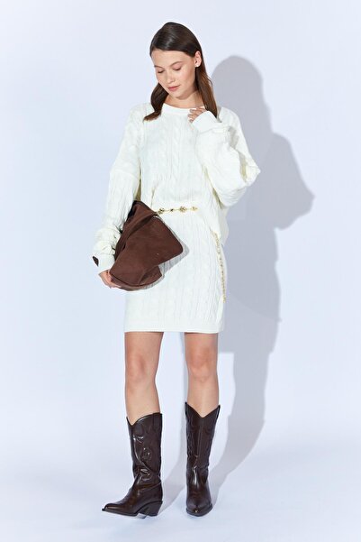 TENA طقم سترة نسائية بتنورة مضفرة من الشعر