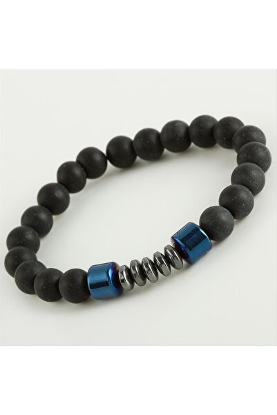 ZERO LAND FLZ-SHOP هيماتيت - سوار من الحجر الطبيعي مات أونيكس - أزرق