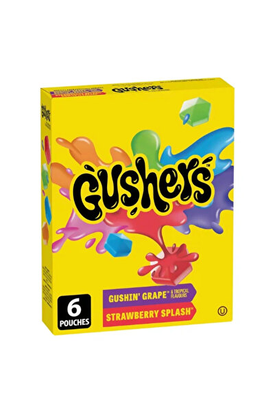 Fruit Gushers Gushin' Splash cu struguri și căpșuni, pachet de 6, 138g