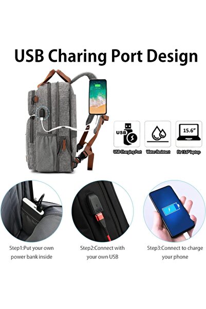 CoolBELL حقيبة ظهر للكمبيوتر المحمول من Cool Bell، خفيفة الوزن للسفر والعمل والمدرسة مع منفذ شحن USB.