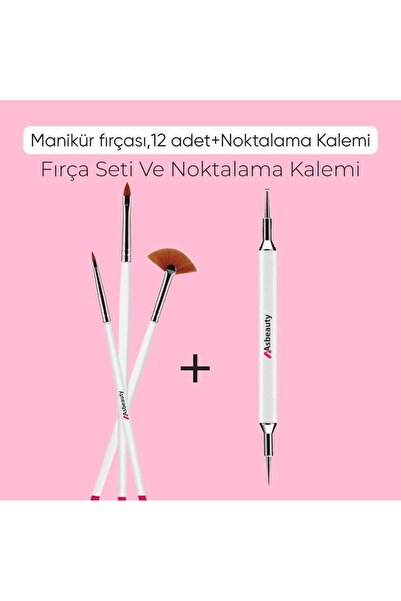 Asbeauty Jel Tırnak Resim Nail Art Tırnak Süsleme Makyaj Için Boyama Fırça Seti French Stamper Dot Kalem Set