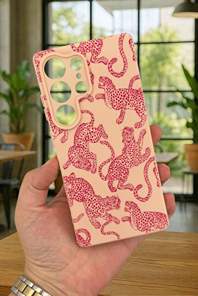 Vip Case Samsung Galaxy S25 Ultra - Pembe Leopar Desenli Silikon Darbe Emici ...