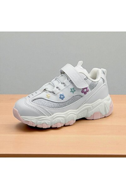 JOJO KIDS Girl's Velcro Leather Sneakers, Orthopedic Sole, Non-Slip Sole