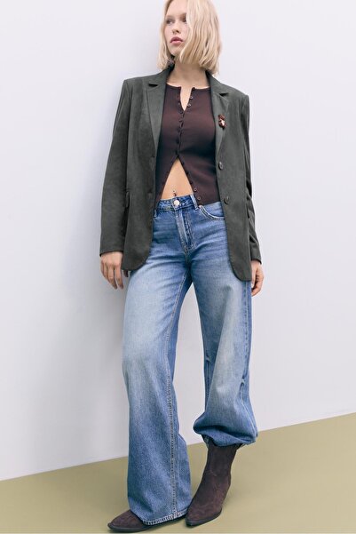 Stradivarius Süet efektli normal kesim blazer