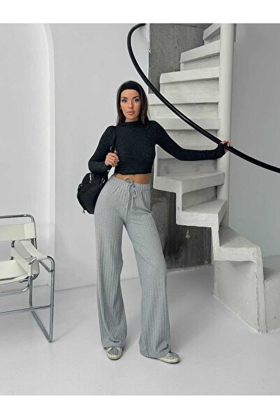 albaroda Kadın Gri Kalın Fitilli Pantolon & Eşofman
