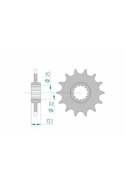 AFAM Pinion față standard din oțel 20407 - 520 - 15 dinți (moto)
