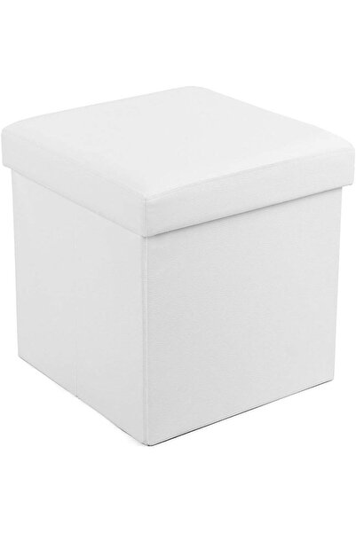 STOREMAX Depolama Alanlı Tabure, 300 kg'a Kadar Dayanıklı, Beyaz, 38 x 38 x 3...