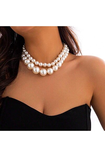 Pursehuit Σετ 2 κολιέ με μαργαριτάρια, ασημί χρώμα, νικελίνη C1