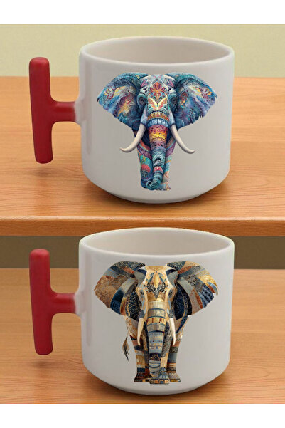 lili hediyelik كوب لاتيه مكون من قطعتين بتصميم الفيل - هدية عيد ميلاد للرجال،...
