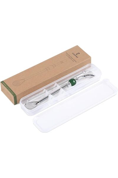 CUOPRU Yerba Mate Bombillas Set - Included Mate Gourd Stainless Steel Straws with Straw Case, Remova