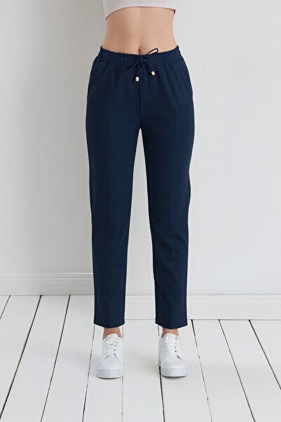 VOICTEC Bell Fabric Pocket High Waist Elastic Carrot Trousers