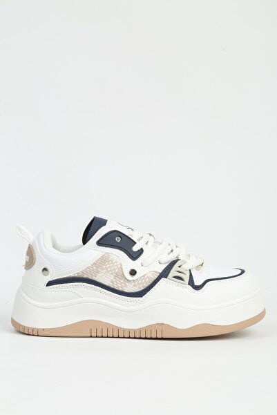 Benetton White Navy Blue Women's Sports Shoes Imported Bni-12157