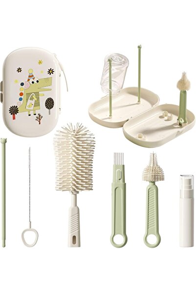 Yelajoy فرش تنظيف زجاجات الرضاعة 7 في 1، مع رف تجفيف، مجموعة فرش تنظيف زجاجات...