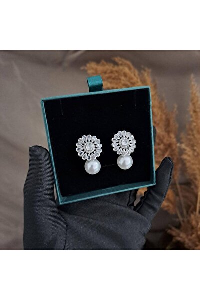 Pursehuit Cercei de culoare argintie cu perle și zirconii, Tiana C19