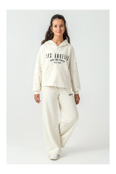 QUEEN KİDS Queenkids Girl's M9854 Set Ecru