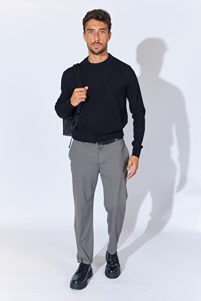 TENA Ανδρικό πουλόβερ με λαιμόκοψη μαύρο χρώμα