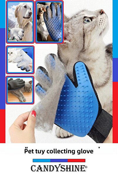 CandyShine قفاز لتجميع شعر القطط والكلاب، قفاز لتجميع شعر الحيوانات الأليفة