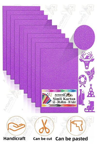 Artlantis Purple Glitter Cardboard A3 30X40 cm 10 Pieces 1 Pack Glitter Backg...