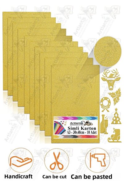 Artlantis Gold Yellow Glitter Cardboard A3 30X40 cm 1 Pack of 10 Glitter Back...