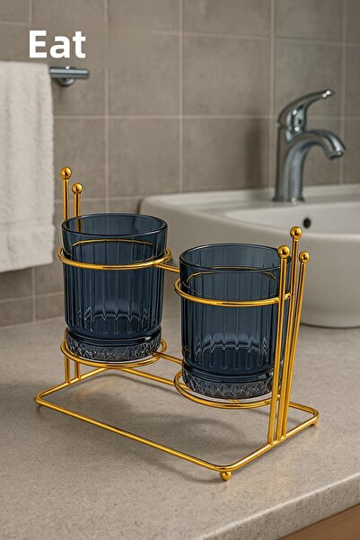 COCEM Gold Detailed Bathroom Organizer with Double Stand, Luxury Quality, One Size