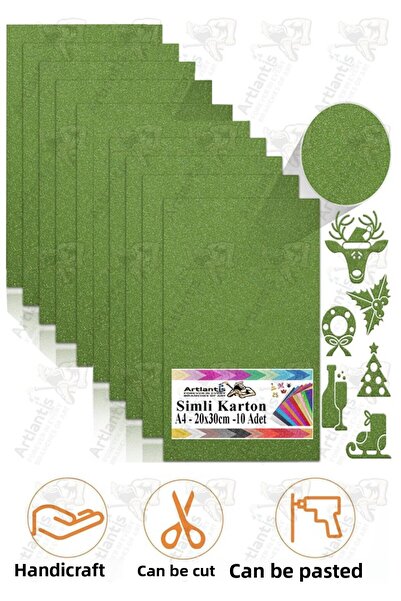Artlantis Green Glitter Cardboard A3 30X40 cm 1 Pack of 10 Glitter Background...