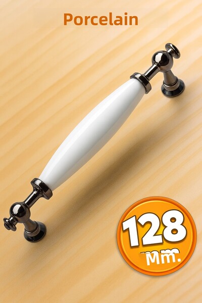 Badem10 Dulap sertar de bucătărie din porțelan real (PREMIUM) alb afumat 128 mm