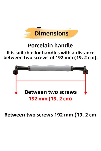 Badem10 Anav Mâner din nichel antic din porțelan 192 mm Mobilier Bucătărie Sertar Dulap Dulap Ușă Mâner Mâner
