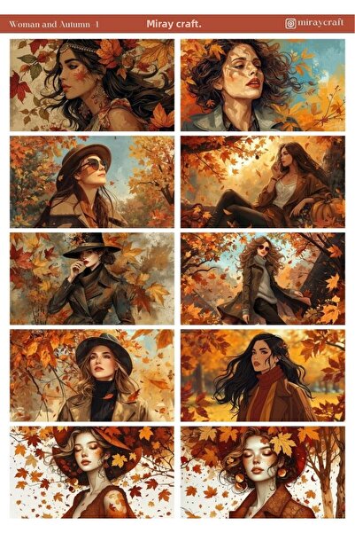 MirayDesign 1 foaie de autocolante tematice pentru femei și toamnă, 12*17 cm,...