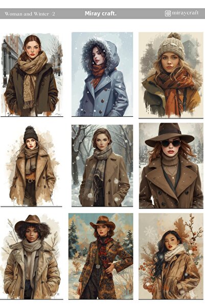 MirayDesign 1 foaie de autocolante cu tematică pentru femei și iarnă, 12*17 c...