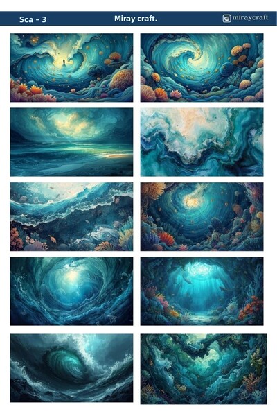 MirayDesign 1 foaie de autocolante cu tematică marină de 12*17 cm pentru albu...