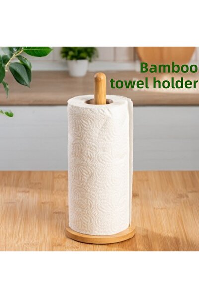 AMİSOS حامل مناشف من ورق الخيزران – قاعدة مستديرة، قطر 12 سم