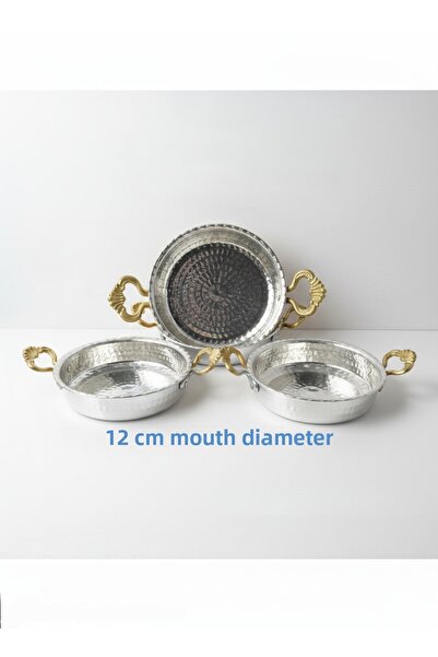 Zinnun Copper 3-Piece Tin-Coated Breakfast Snack Bowl 12 cm